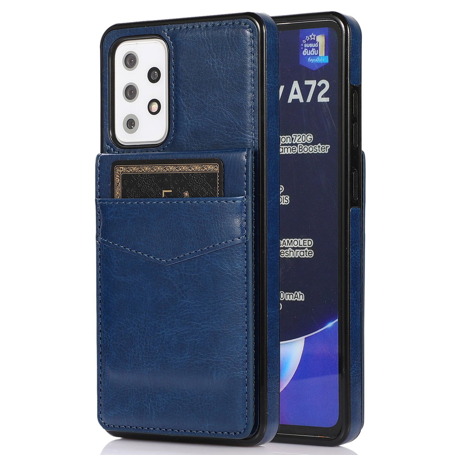 Phone Case For Samsung Galaxy A72 4G / 5G Anti-Dust Card Holder PU Leather TPU Phone Cover Shell with Kickstand Phone Case For Samsung Galaxy A72 4G / 5G Anti-Dust Card Holder PU Leather TPU Phone Cover Shell with Kickstand